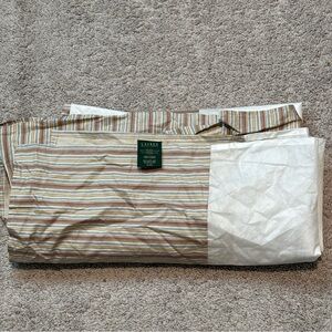 RALPH LAUREN Bed Skirt Queen Blue Tan Red Stripe 15.5" Drop Split Corners